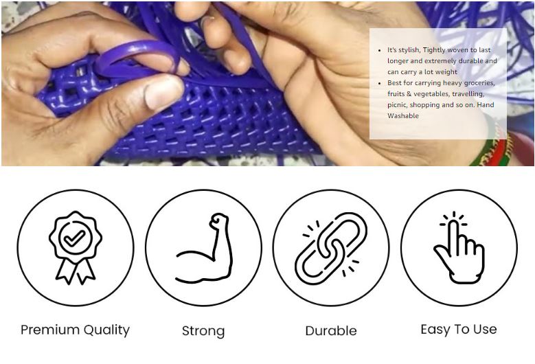 Reusable Handmade Plastic Wire Bag – Eco-Friendly Shopping & Grocery Tote for Vegetables & Daily Use