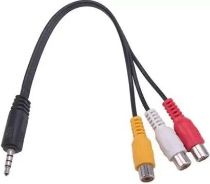 GR Trend TV-out Cable - 3.5mm to 3 RCA Audio Video AV Cable for Camcorder, Camera, LCD TV, and HDTV