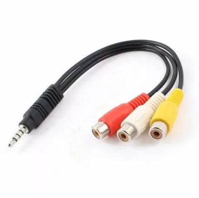 GR Trend TV-out Cable - 3.5mm to 3 RCA Audio Video AV Cable for Camcorder, Camera, LCD TV, and HDTV