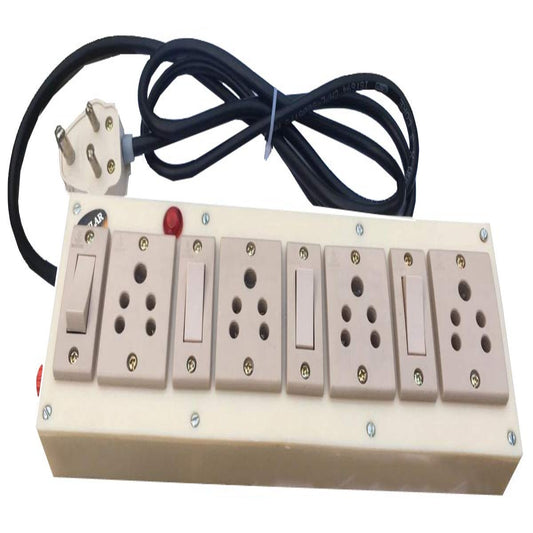 Assembled Anchor Power Strip: High-End 3 Core Extension Cord with 4 Individual Switches & 4 Sockets - 3m, Ivory"