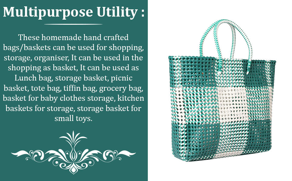 Reusable Handmade Plastic Wire Bags (Green)