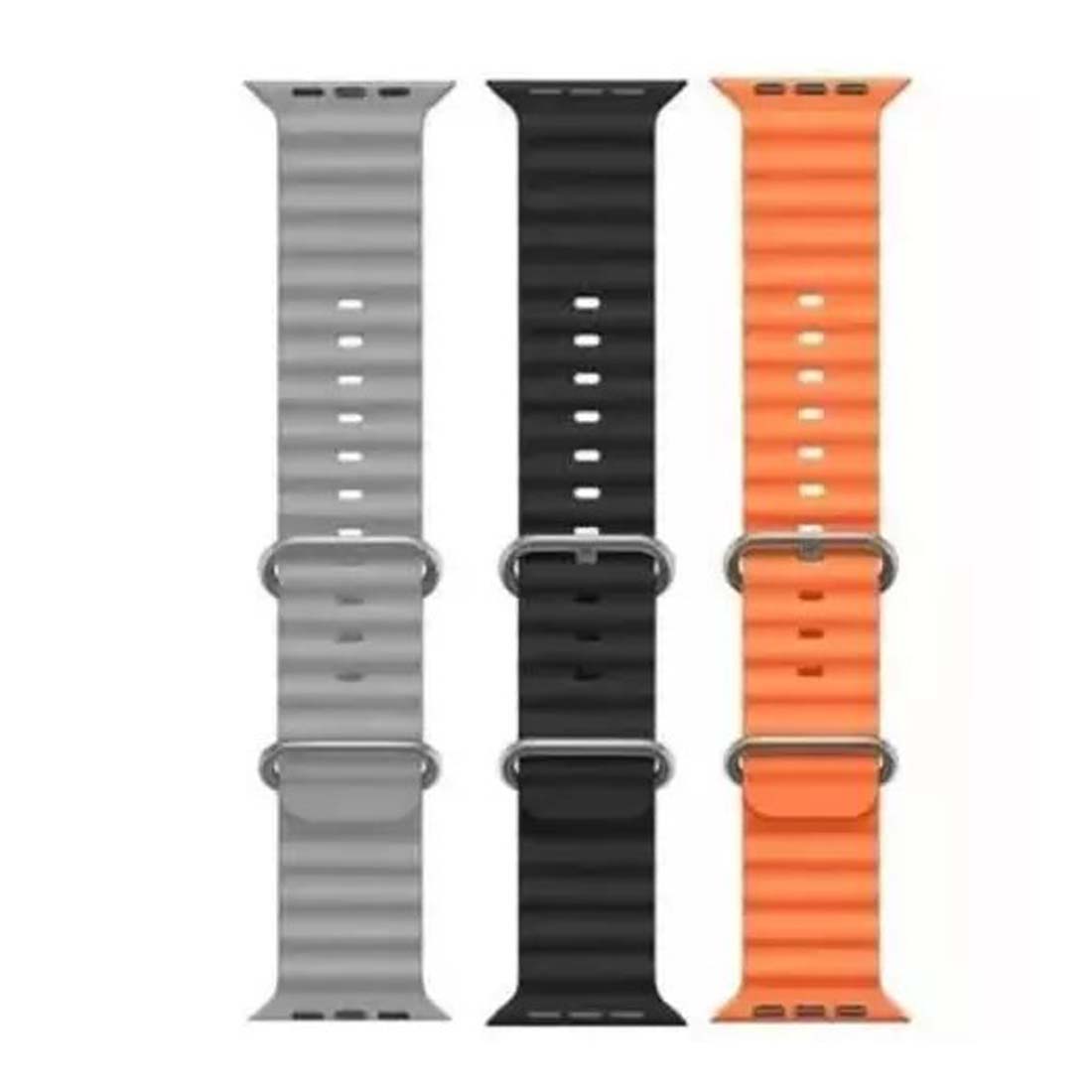 GR Trend Ocean Silicone Soft Sport Band Strap for Apple Watch - 42mm | 44mm | 45mm | Ultra 49mm - Pack of 3