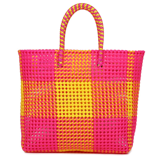 Handmade Reusable Wirebag – Colorful Wire Koodai Shopping Basket (Pink & Yellow)