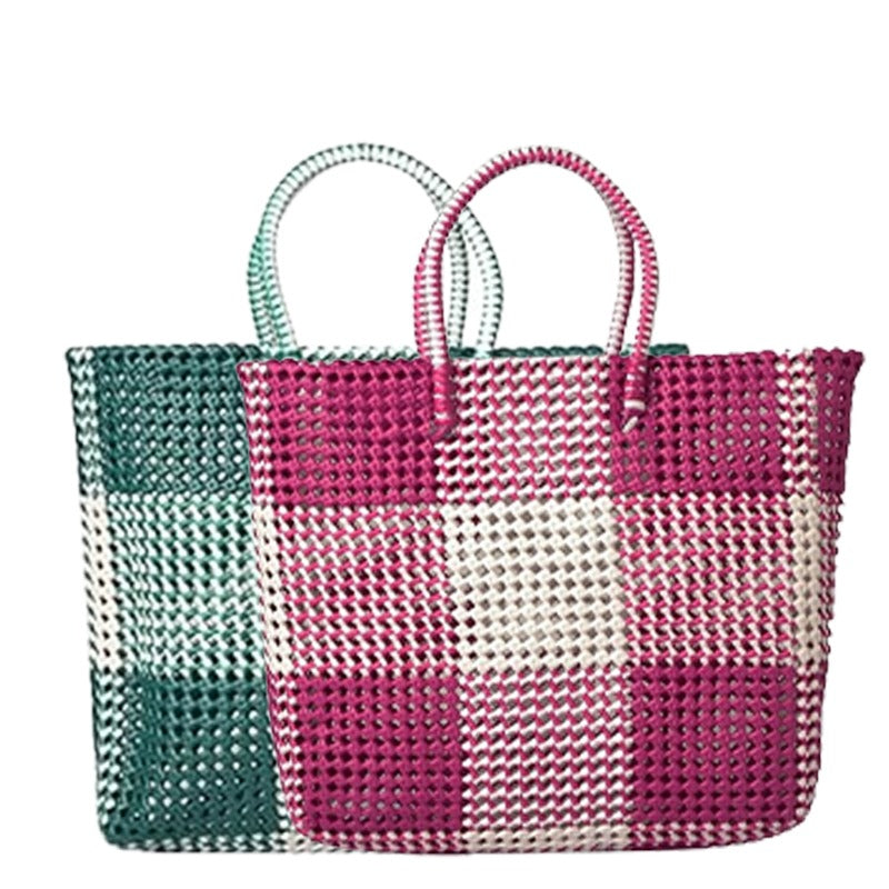 Reusable Handmade Plastic Wire Bags (Combo Pink, Red)