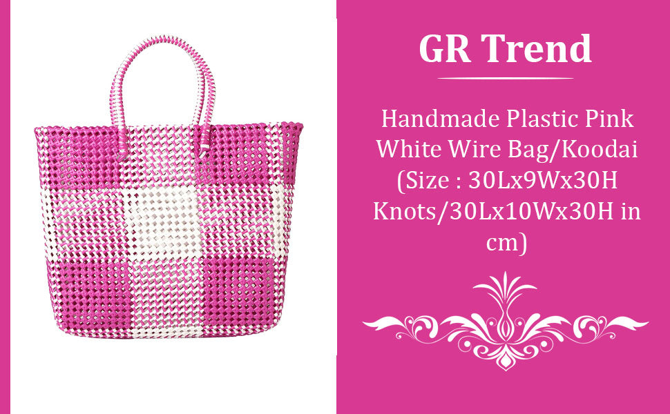 GR Trend Handmade Multipurpose Reusable Shopping Bag Wire bag |Useful in Carrying Vegetables,Fruits,Groceries,Lunch box bag & All Household Items, Handcrafted Recyalable Wire Koodai (30Lx10Wx30H CM)