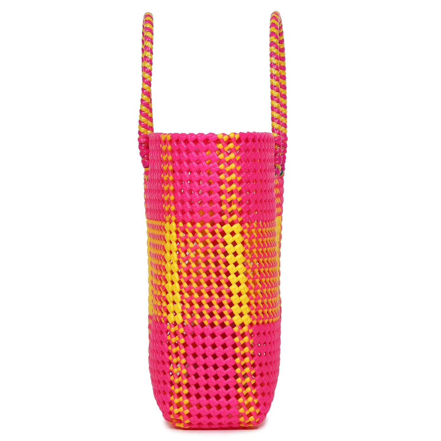 Handmade Reusable Wirebag – Colorful Wire Koodai Shopping Basket (Pink & Yellow)