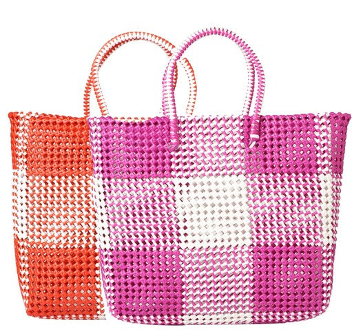 Reusable Handmade Plastic Wire Bags (Combo Pink, Red)