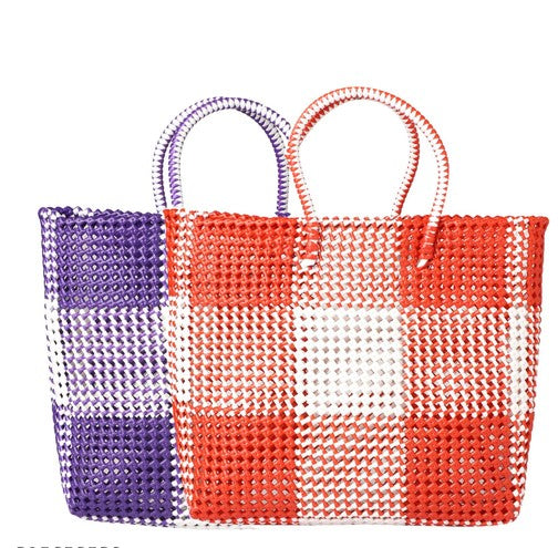 Reusable Handmade Plastic Wire Bags (Combo Blue, Red)