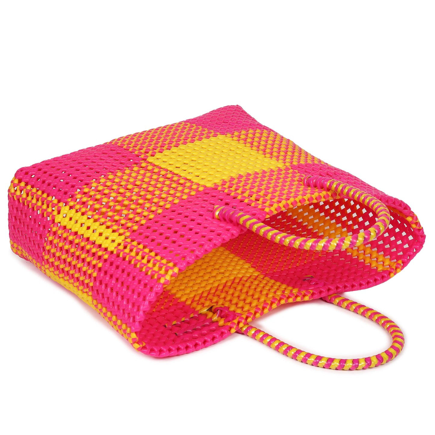 Handmade Reusable Wirebag – Colorful Wire Koodai Shopping Basket (Pink & Yellow)