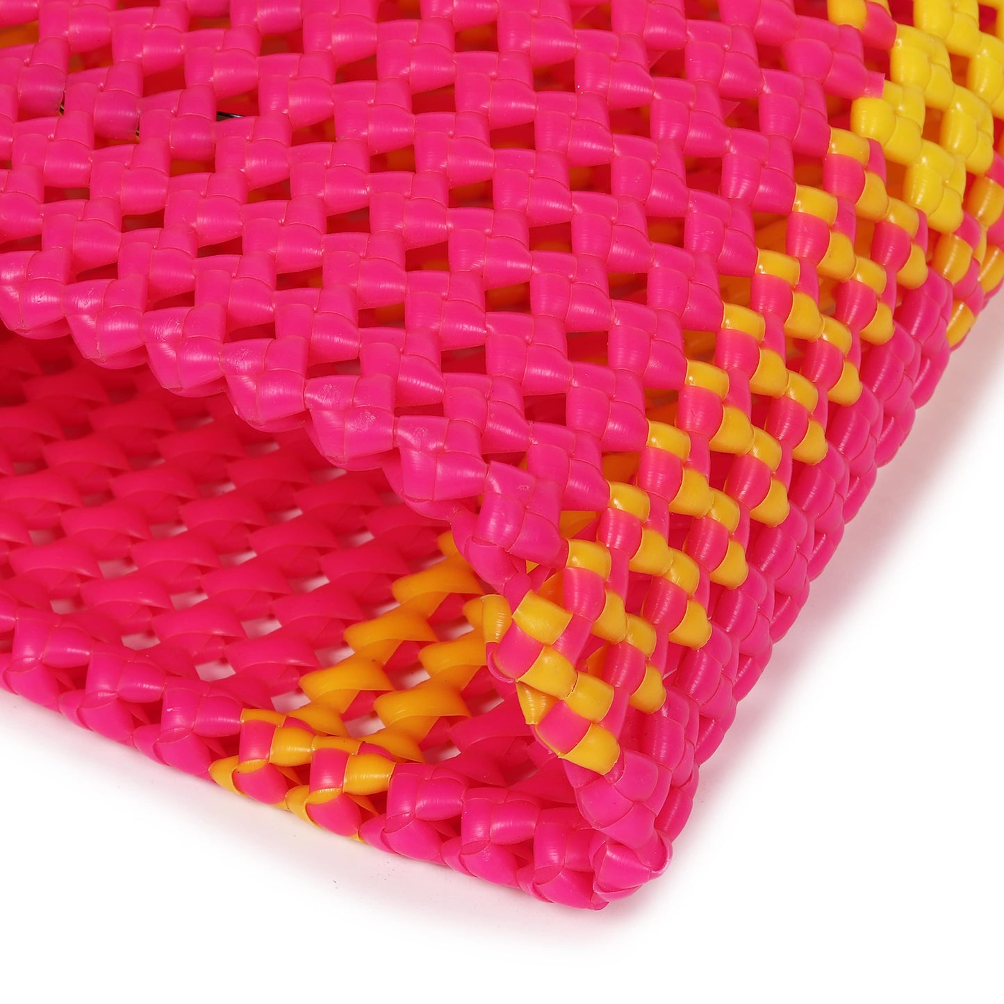 Handmade Reusable Wirebag – Colorful Wire Koodai Shopping Basket (Pink & Yellow)